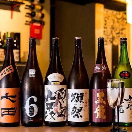 大人気！【飲み比べにも◎】獺祭など銘柄日本酒、焼酎など約100種類2時間飲み放題コース4278円⇒2980円
