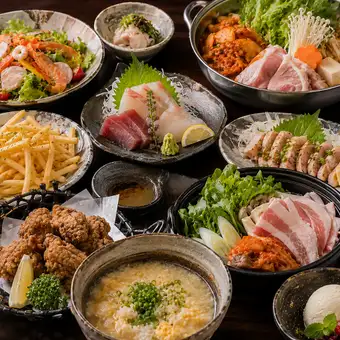 【2H飲放】選べる鍋×鮮魚のお造り二点盛合せや薩摩地鶏のたたき含む全9品4790円⇒3980円