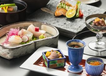 【鯉城会席】旬の食材を使った焼物・温物・御飯など多彩な料理の数々、全9品