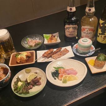 乾杯ビール一杯、2時間飲み放題付きコース