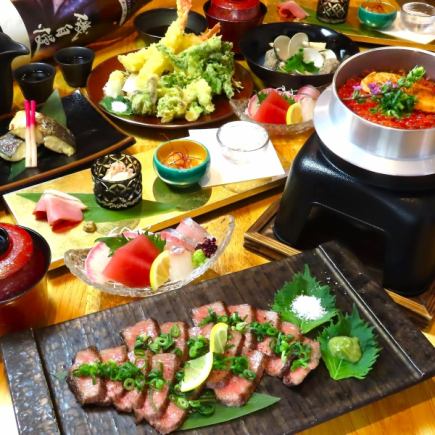 『Gin贅沢コース』3時間飲み放題付【プレモル飲放題】絶品!!鮭イクラの釜飯付コース8500円