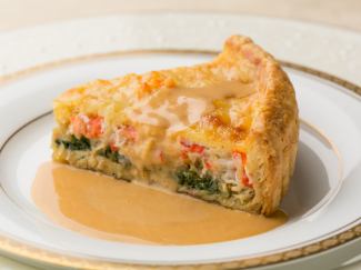 Snow crab and spinach quiche pie