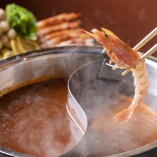 【蝦涮鍋套餐】以蝦涮鍋為主，量足