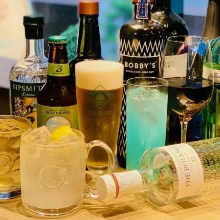 All-you-can-drink course (2-hour seating) with half-size craft gin and 3 kinds of selected beer for 1,980 yen!