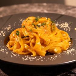 Fresh pasta with rich shrimp and tomato cream