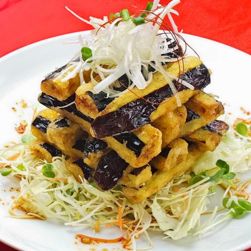 ナスの揚げ香草ソースかけ/かに肉と玉子の焼き