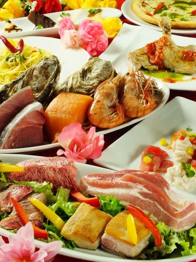 大人気♪無制限飲み放題&フード70品100分食べ飲み放題付2180円♪(税別)