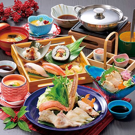 Crab and puffer fish hotpot lunch