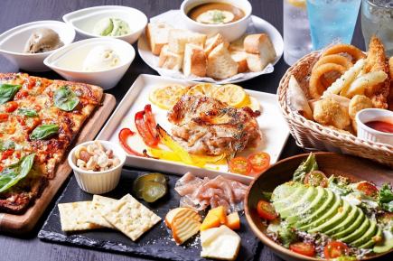 レモンチキンステーキ＆スクエアピザ　定番コース【２時間飲み放題付き】3,500円