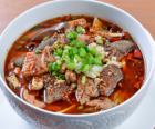 Spicy stew of Sichuan offal, duck blood, and omasum