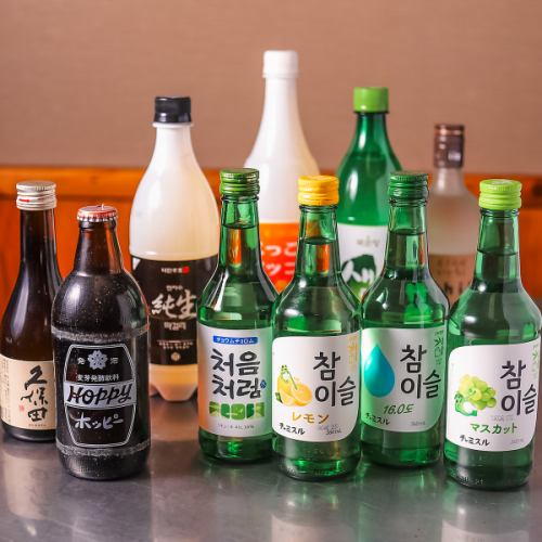 チャミスルやオリジナルマッコリなど韓国酒が充実◎