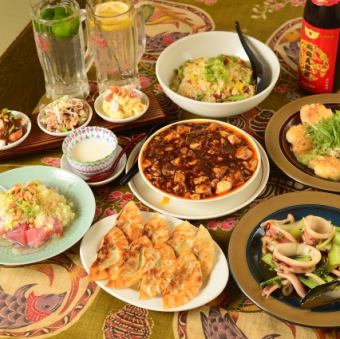 【120分鐘無限暢飲（B方案）】豪華中華料理◆牡蠣麻婆豆腐等8道菜！ 4,500日圓（含稅）