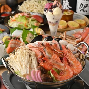 ★刺身8点とお鍋が楽しめる贅沢コース★6000円(税込6600円)コース　3時間飲み放題付・料理8品