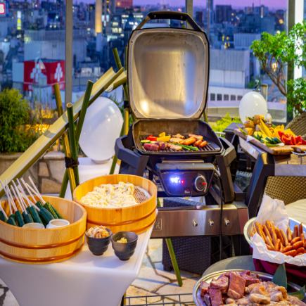 [Exclusive Terrace] Cool Nagashi Somen and 16 kinds of BBQ buffet + free flow (Friday/Saturday/Sunday/Holiday/Day before holiday)