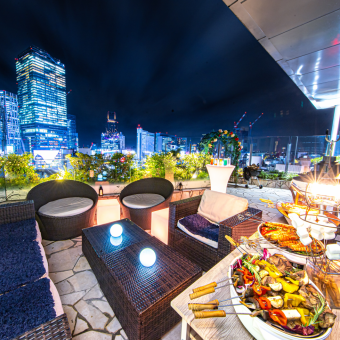 [Open terrace lounge for exclusive use] Meat and seafood feast BBQ buffet + free flow (Monday to Thursday only)