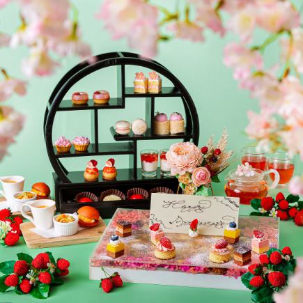 【さくら×AfternoonTea】春爛漫の桜アフタヌーン+フラワープレート+生バラの装飾