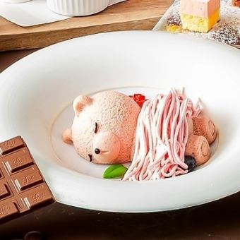 【カカオ×AfternoonTea】麗しのショコラアフタヌーン+推しカラーくまちゃん+生バラ装飾
