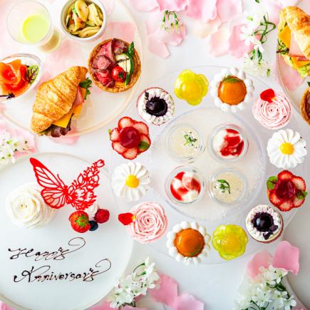[White Rose Plate Included] Flower Afternoon Tea to Enjoy the Fragrance + Free Coffee
