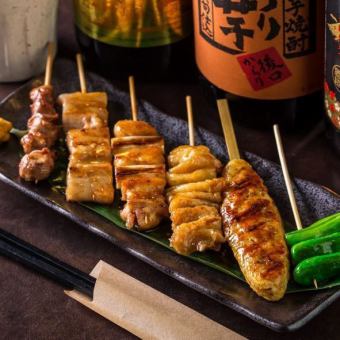[Use coupon!] Uses Kinsou chicken! 13 dishes in total & 100 minutes of all-you-can-drink included! [Kushiyaki course] 5000 yen → 4500 yen