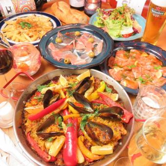 [Paella course] 4,500 yen with 5 dishes and 2 hours of all-you-can-drink