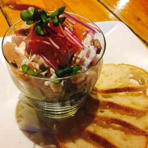 Yellowtail and avocado with tartar bucket