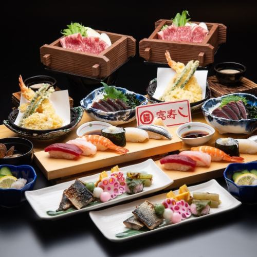 [时令海鲜] 5,000日元～120分钟无限量畅饮的特别怀石料理套餐！