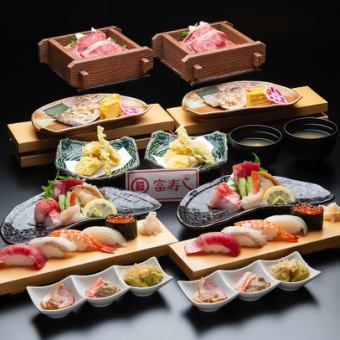 【宴会コース7000円(税込)】村上牛せいろ蒸し・中とろ入り握り5貫など♪料理7品&2H飲み放題付