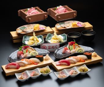 【宴会コース8500円(税込)】のど黒&村上牛・中とろ入り握り5貫など♪料理7品&2H飲み放題付