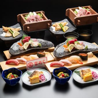 【宴会コース7000円(税込)】村上牛せいろ蒸し・中とろ入り握り5貫など♪料理7品&2H飲み放題付