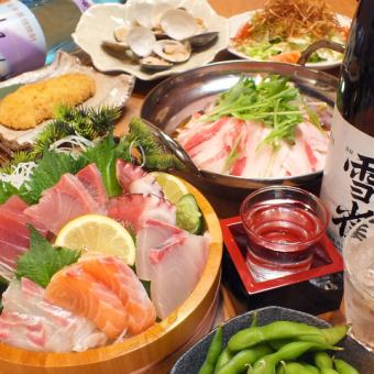 ～一心丸之極～享用雙份鯛魚火鍋和鯛魚飯...附150分鐘無限暢飲（LO前30分鐘） 11種豪華菜餚6,000日元