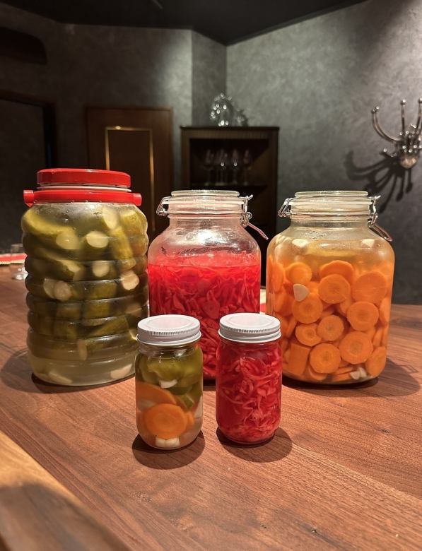 Homemade pickles (bottled)