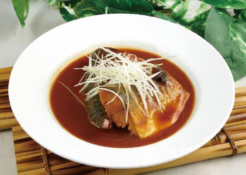 Stewed mackerel with miso