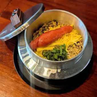 明太子と高菜鶏そぼろ釜飯