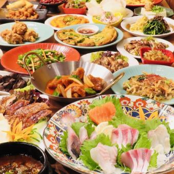 人気No.1♪豪華北京ダックOR刺身五種盛合せが選べる♪120分【和x中x韓料理】食べ飲み放題コース