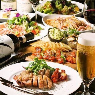 大人の女子会！好きな物が選べるプレミアムプリフィックス 4,500円3H飲み放題コース(お料理9品)