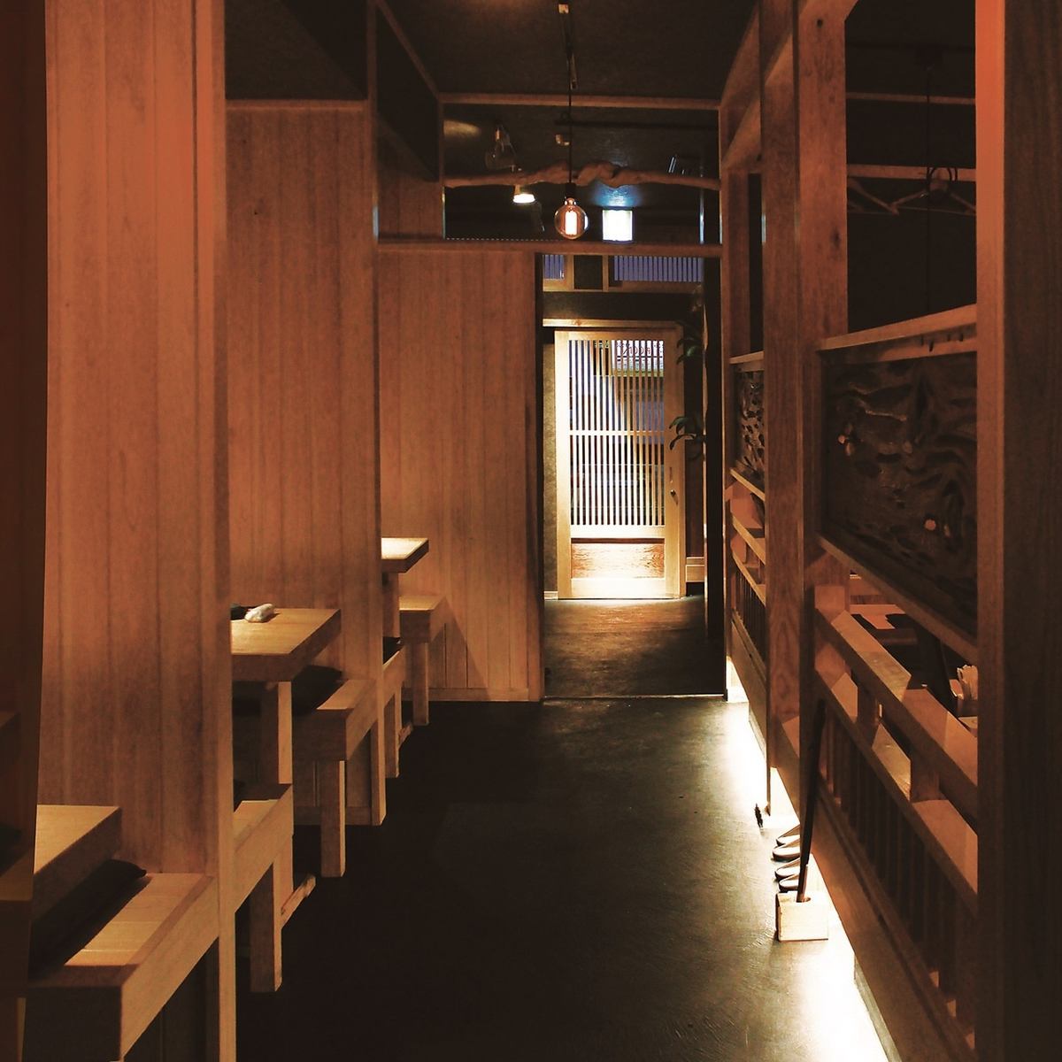 Relax in the restaurant's wood-based modern Japanese atmosphere.
