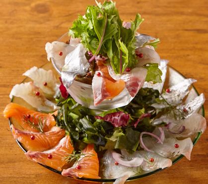 A plate full of fresh fish! Assortment of 3 types of carpaccio