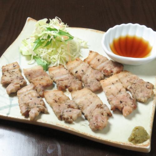 Beef Sagari/Charcoal grilled pork belly from Itoshima