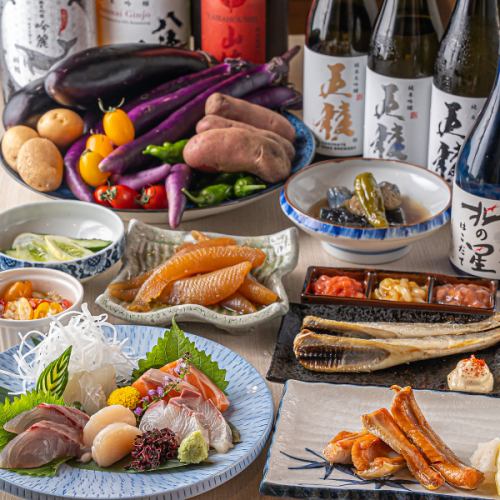 Various recommended dishes made with carefully selected ingredients from Hakodate