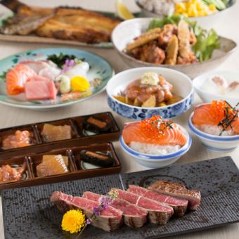 [Luxurious! 6,000 yen course ◆] <9 dishes in total> A course that lets you enjoy Hokkaido with 120 minutes of all-you-can-drink including sake