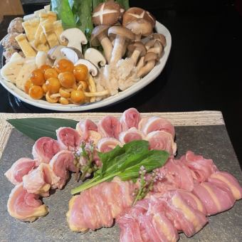 【秋季限定】大和肉鶏鍋＋こだわり野菜の料理~旬を味わうコース&飲み放題付き