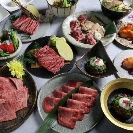 【Shunka Course】10 dishes including seasonal ingredients and carefully selected lean meats, with all-you-can-drink for 9000 yen (tax included).