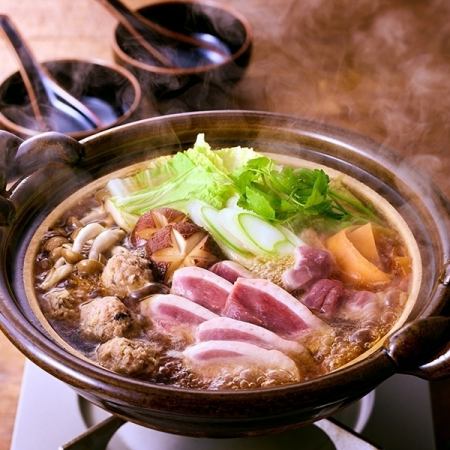 [Winter only] Plenty of tea-flavored duck miso hotpot course (3 servings)