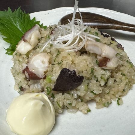 Garlic octopus rice with plump local octopus