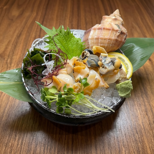 活 北海ホッキ貝のあぶり/活 北海真ツブ貝のお造り
