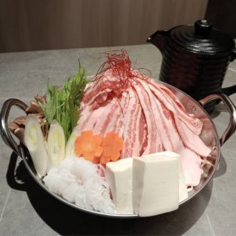 【年末年始限定！】「大麦三元豚鍋コース」2時間飲み放題付き6,000円《9品》