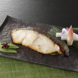 Silver cod skewers marinated in saikyo miso