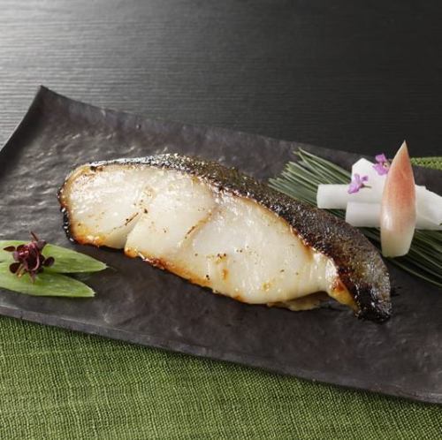 Silver cod skewers marinated in saikyo miso