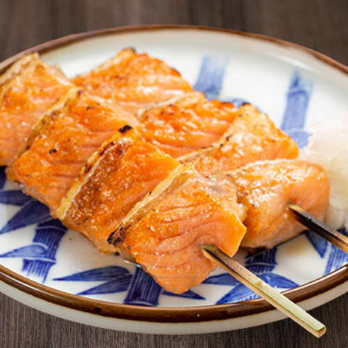 Salmon belly skewers