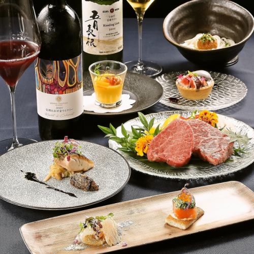【Lunch】《凛～rin～》和牛ロース・フィレの食べ比べ、真鯛、旬魚など全7品◇11,000円